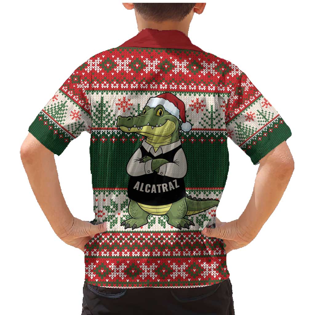 Funny Christmas Alligator Santa Family Matching Mermaid Dress and Hawaiian Shirt Knitted Pattern - Wonder Print Shop