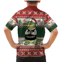 Funny Christmas Alligator Santa Family Matching Mermaid Dress and Hawaiian Shirt Knitted Pattern - Wonder Print Shop