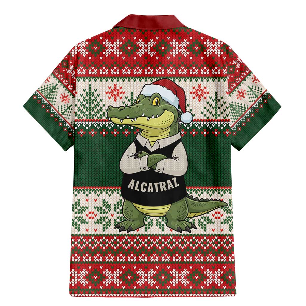 Funny Christmas Alligator Santa Family Matching Mermaid Dress and Hawaiian Shirt Knitted Pattern - Wonder Print Shop