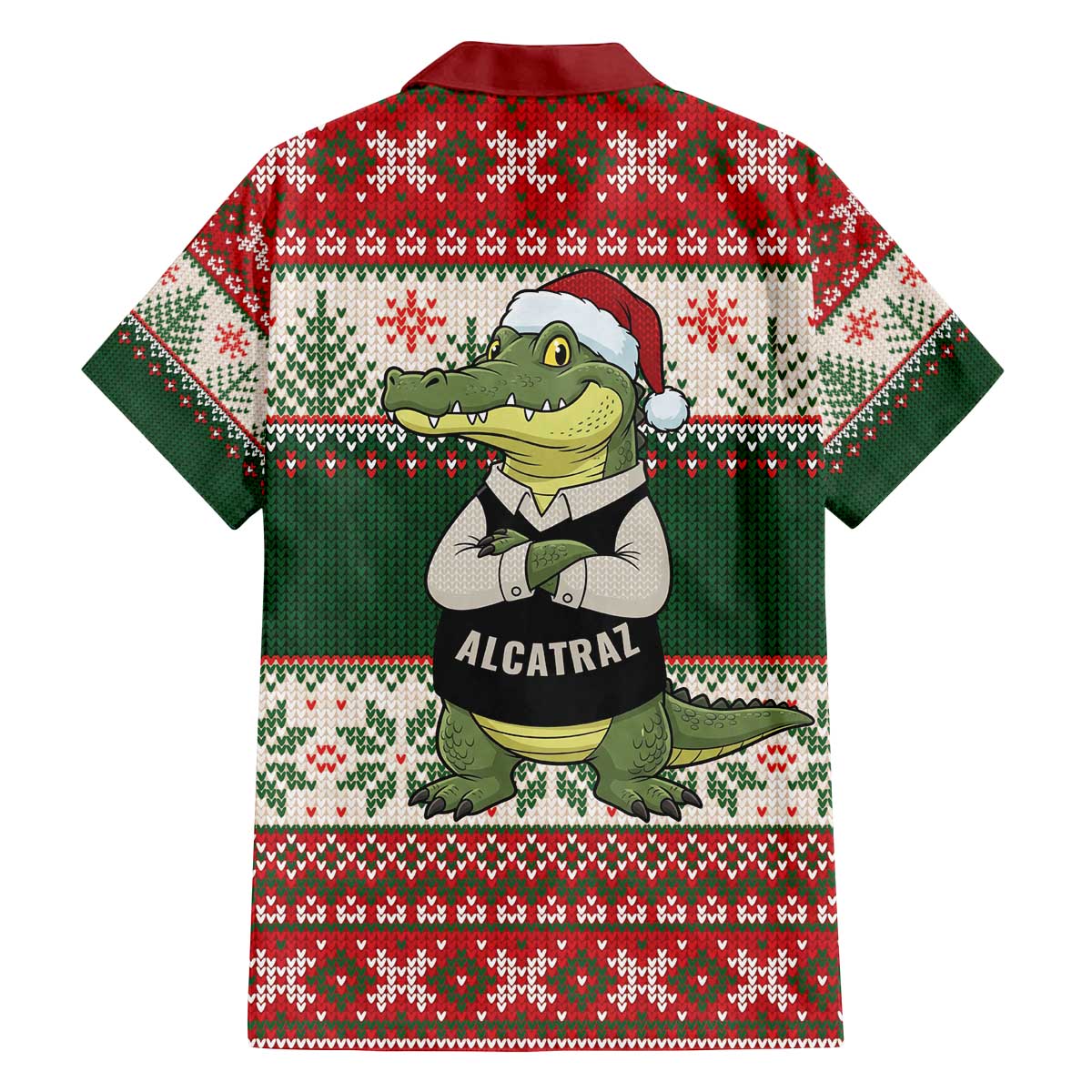Funny Christmas Alligator Santa Family Matching Off The Shoulder Long Sleeve Dress and Hawaiian Shirt Knitted Pattern - Wonder Print Shop