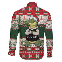 Funny Christmas Alligator Santa Family Matching Off The Shoulder Long Sleeve Dress and Hawaiian Shirt Knitted Pattern - Wonder Print Shop