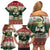 Funny Christmas Alligator Santa Family Matching Off Shoulder Short Dress and Hawaiian Shirt Knitted Pattern - Wonder Print Shop