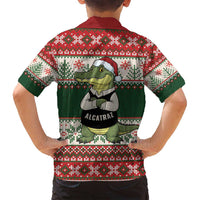 Funny Christmas Alligator Santa Family Matching Puletasi and Hawaiian Shirt Knitted Pattern - Wonder Print Shop