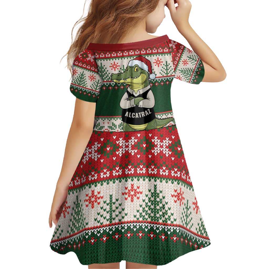 Funny Christmas Alligator Santa Family Matching Puletasi and Hawaiian Shirt Knitted Pattern - Wonder Print Shop