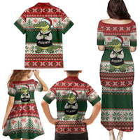 Funny Christmas Alligator Santa Family Matching Puletasi and Hawaiian Shirt Knitted Pattern - Wonder Print Shop