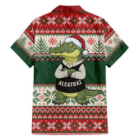 Funny Christmas Alligator Santa Family Matching Puletasi and Hawaiian Shirt Knitted Pattern - Wonder Print Shop