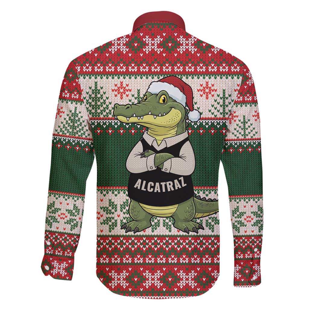 Funny Christmas Alligator Santa Family Matching Puletasi and Hawaiian Shirt Knitted Pattern - Wonder Print Shop