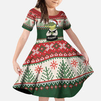 Funny Christmas Alligator Santa Family Matching Short Sleeve Bodycon Dress and Hawaiian Shirt Knitted Pattern - Wonder Print Shop