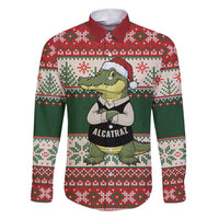 Funny Christmas Alligator Santa Family Matching Short Sleeve Bodycon Dress and Hawaiian Shirt Knitted Pattern - Wonder Print Shop