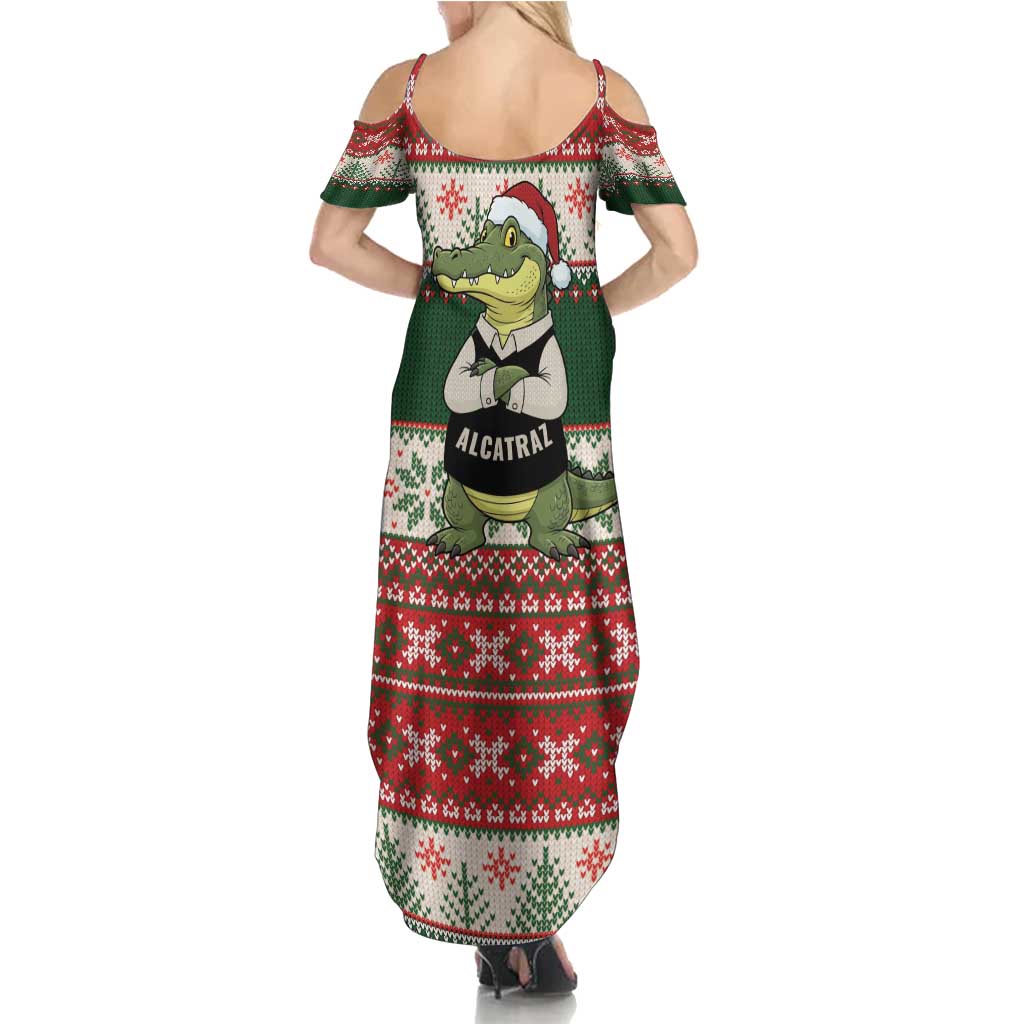 Funny Christmas Alligator Santa Family Matching Summer Maxi Dress and Hawaiian Shirt Knitted Pattern - Wonder Print Shop