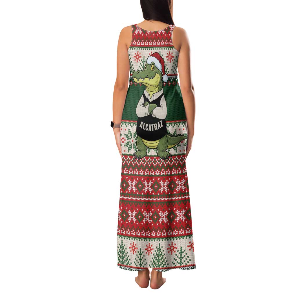 Funny Christmas Alligator Santa Family Matching Tank Maxi Dress and Hawaiian Shirt Knitted Pattern - Wonder Print Shop