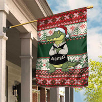 Funny Christmas Alligator Santa Garden Flag Knitted Pattern - Wonder Print Shop