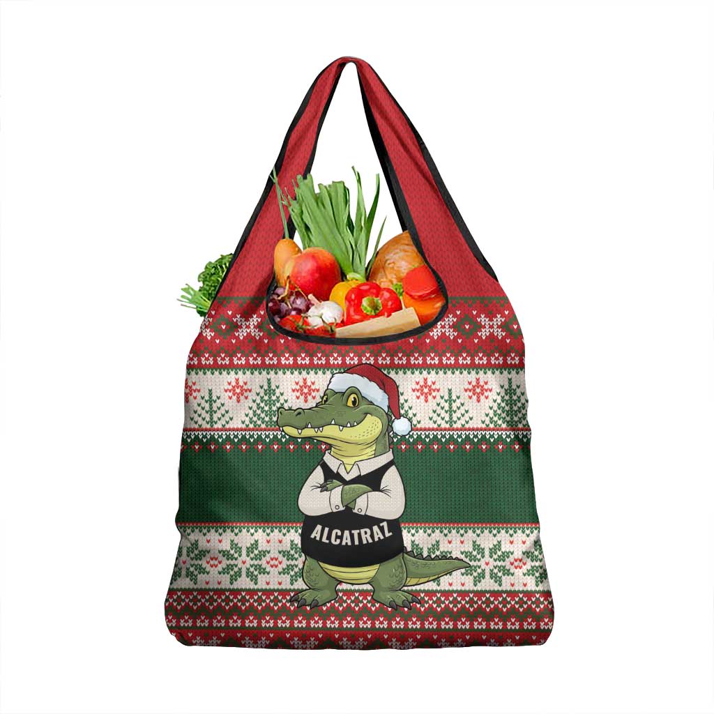 Funny Christmas Alligator Santa Grocery Bag Knitted Pattern - Wonder Print Shop