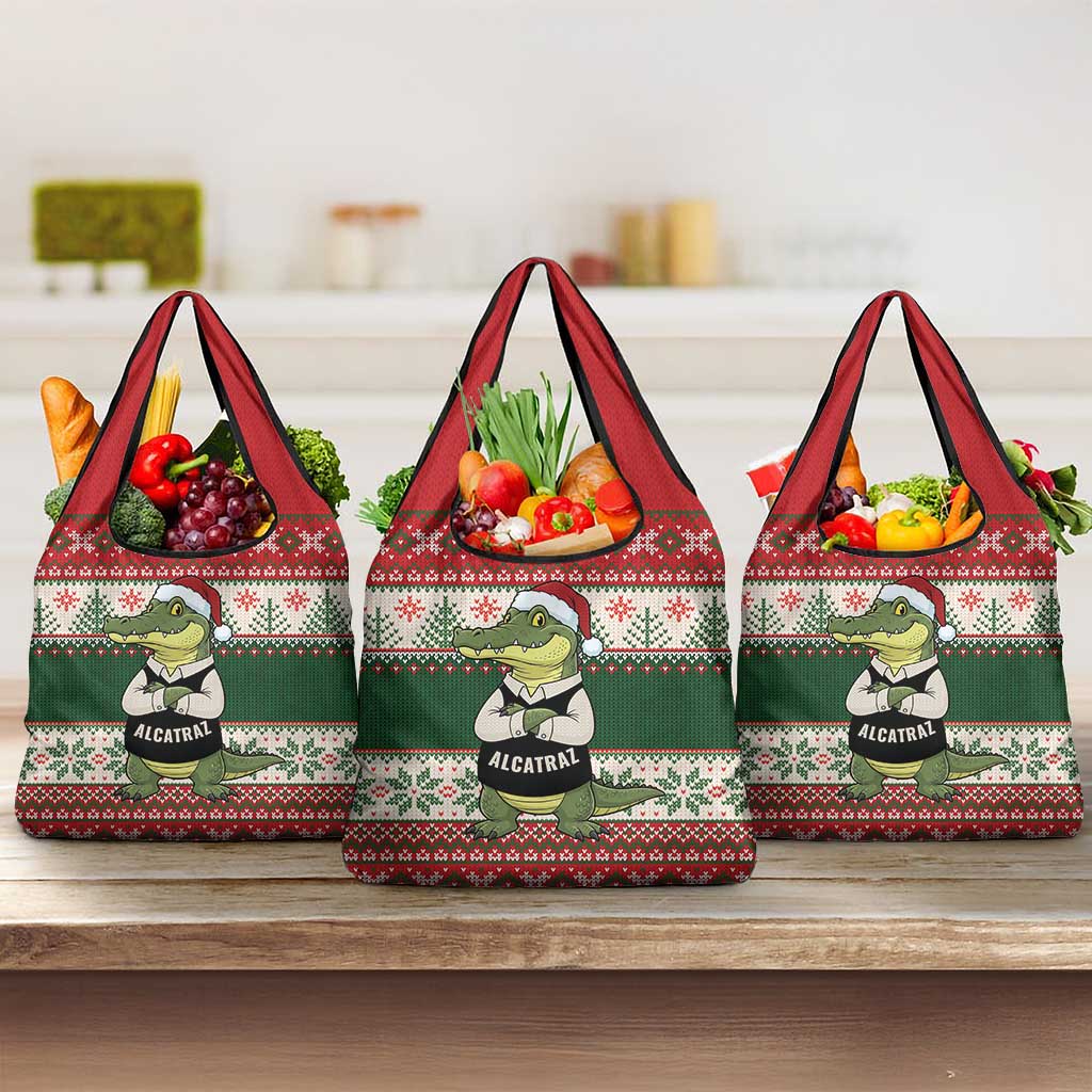 Funny Christmas Alligator Santa Grocery Bag Knitted Pattern - Wonder Print Shop