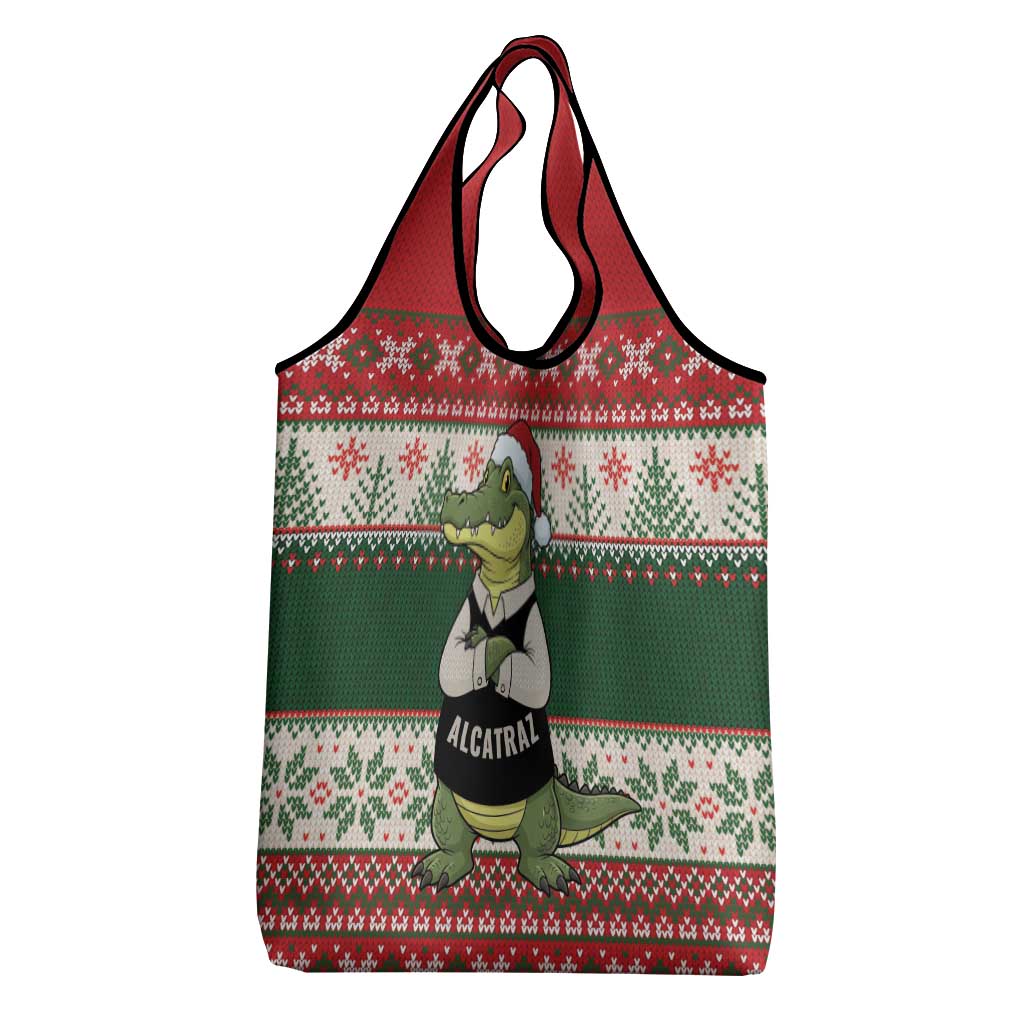 Funny Christmas Alligator Santa Grocery Bag Knitted Pattern - Wonder Print Shop