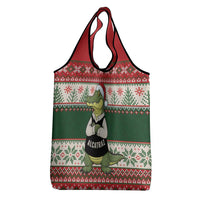 Funny Christmas Alligator Santa Grocery Bag Knitted Pattern - Wonder Print Shop