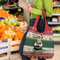 Funny Christmas Alligator Santa Grocery Bag Knitted Pattern - Wonder Print Shop