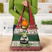 Funny Christmas Alligator Santa Grocery Bag Knitted Pattern - Wonder Print Shop