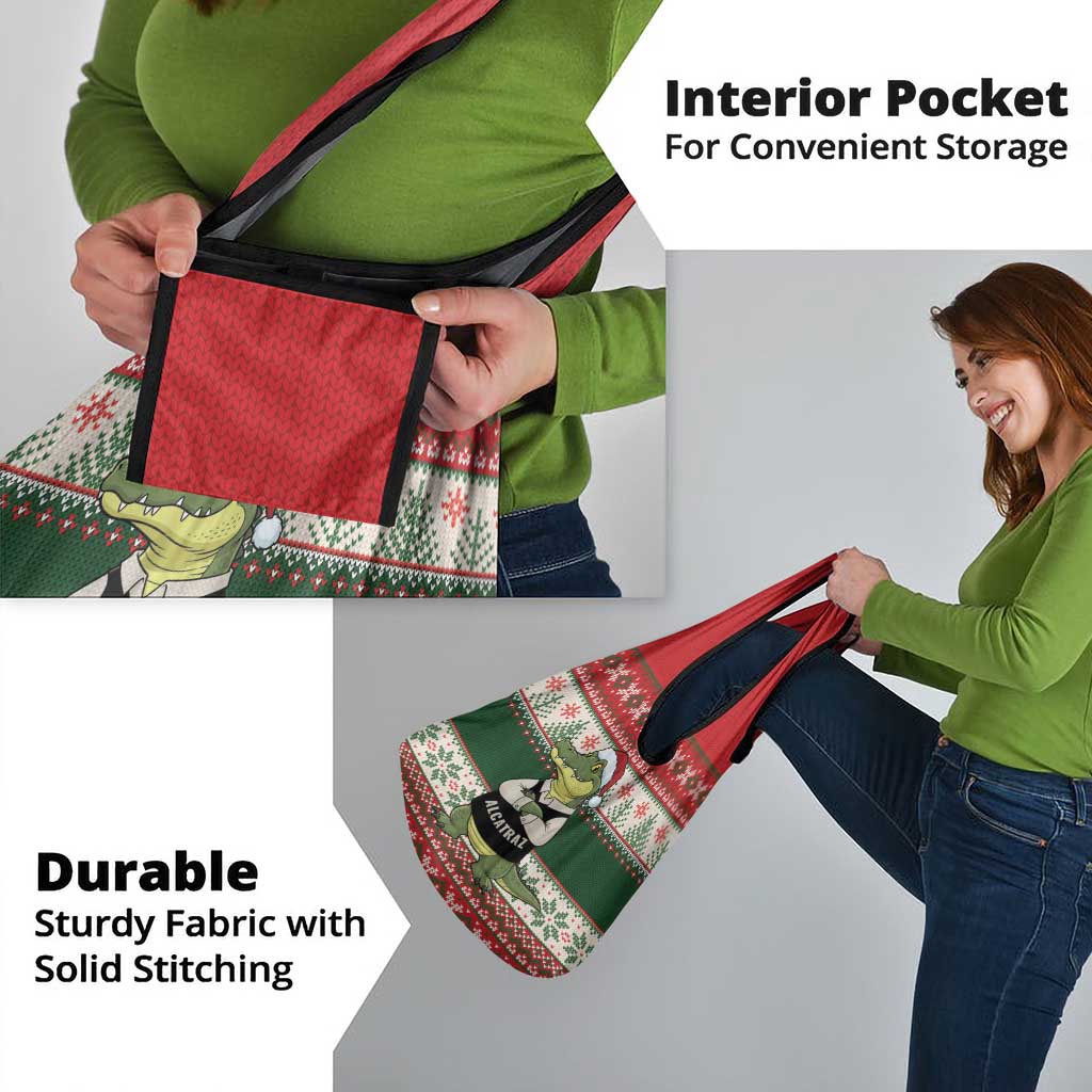 Funny Christmas Alligator Santa Grocery Bag Knitted Pattern - Wonder Print Shop