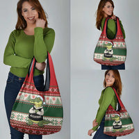 Funny Christmas Alligator Santa Grocery Bag Knitted Pattern - Wonder Print Shop