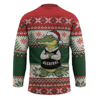 Funny Christmas Alligator Santa Hockey Jersey Knitted Pattern - Wonder Print Shop