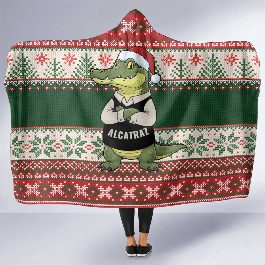 Funny Christmas Alligator Santa Hooded Blanket Knitted Pattern - Wonder Print Shop
