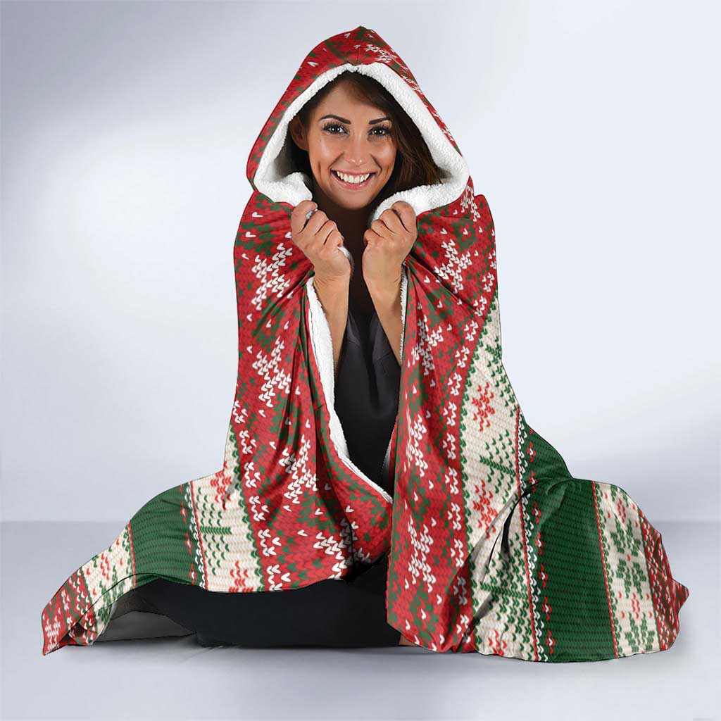 Funny Christmas Alligator Santa Hooded Blanket Knitted Pattern - Wonder Print Shop