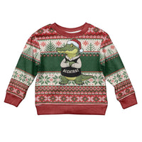 Funny Christmas Alligator Santa Kid Ugly Christmas Sweater Knitted Pattern - Wonder Print Shop