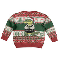 Funny Christmas Alligator Santa Kid Ugly Christmas Sweater Knitted Pattern - Wonder Print Shop