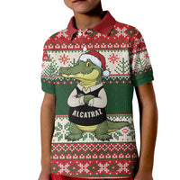 Funny Christmas Alligator Santa Kid Polo Shirt Knitted Pattern - Wonder Print Shop
