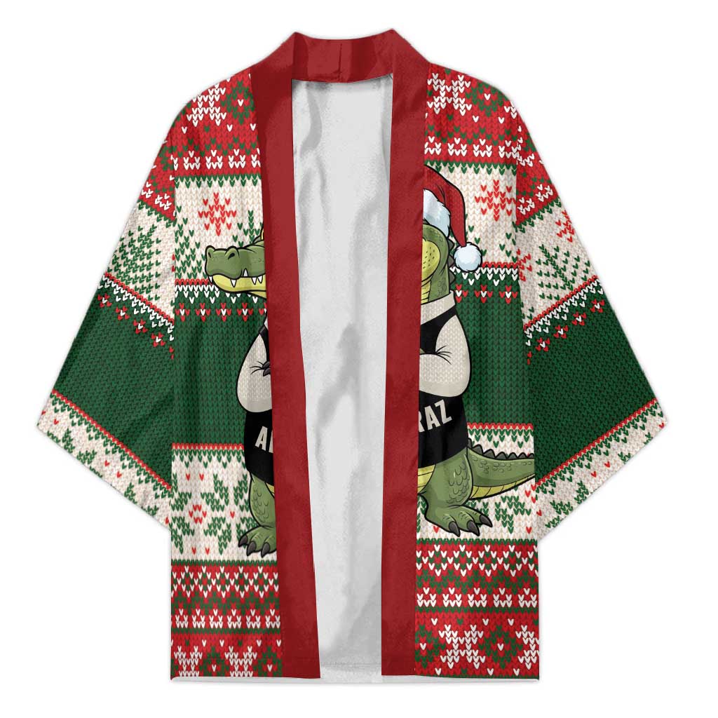 Funny Christmas Alligator Santa Kimono Knitted Pattern - Wonder Print Shop