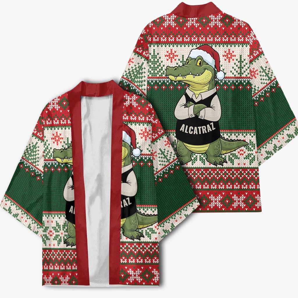 Funny Christmas Alligator Santa Kimono Knitted Pattern - Wonder Print Shop