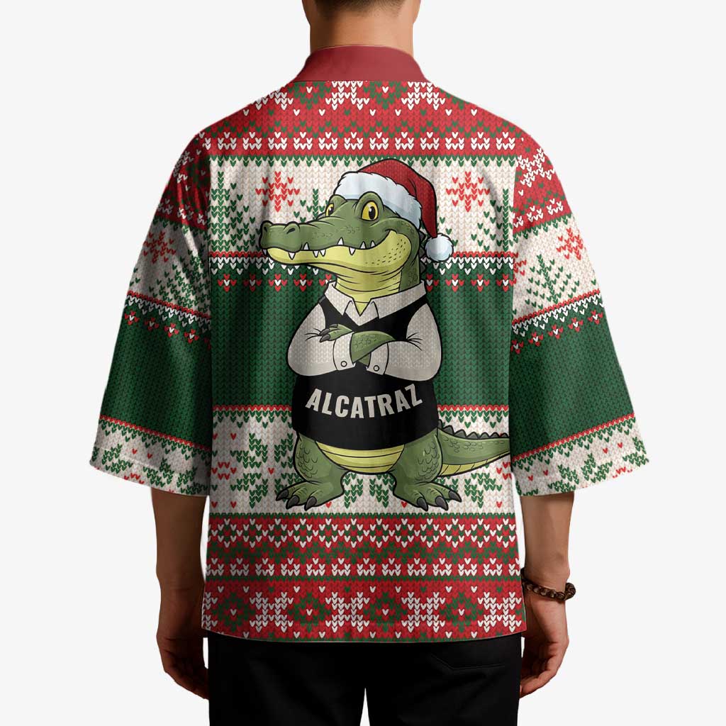 Funny Christmas Alligator Santa Kimono Knitted Pattern - Wonder Print Shop
