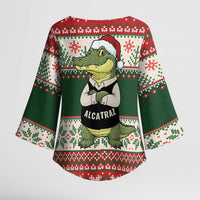 Funny Christmas Alligator Santa Kimono Sleeve Blouse Knitted Pattern - Wonder Print Shop