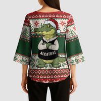 Funny Christmas Alligator Santa Kimono Sleeve Blouse Knitted Pattern - Wonder Print Shop
