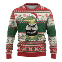 Funny Christmas Alligator Santa Ugly Christmas Sweater Knitted Pattern - Wonder Print Shop
