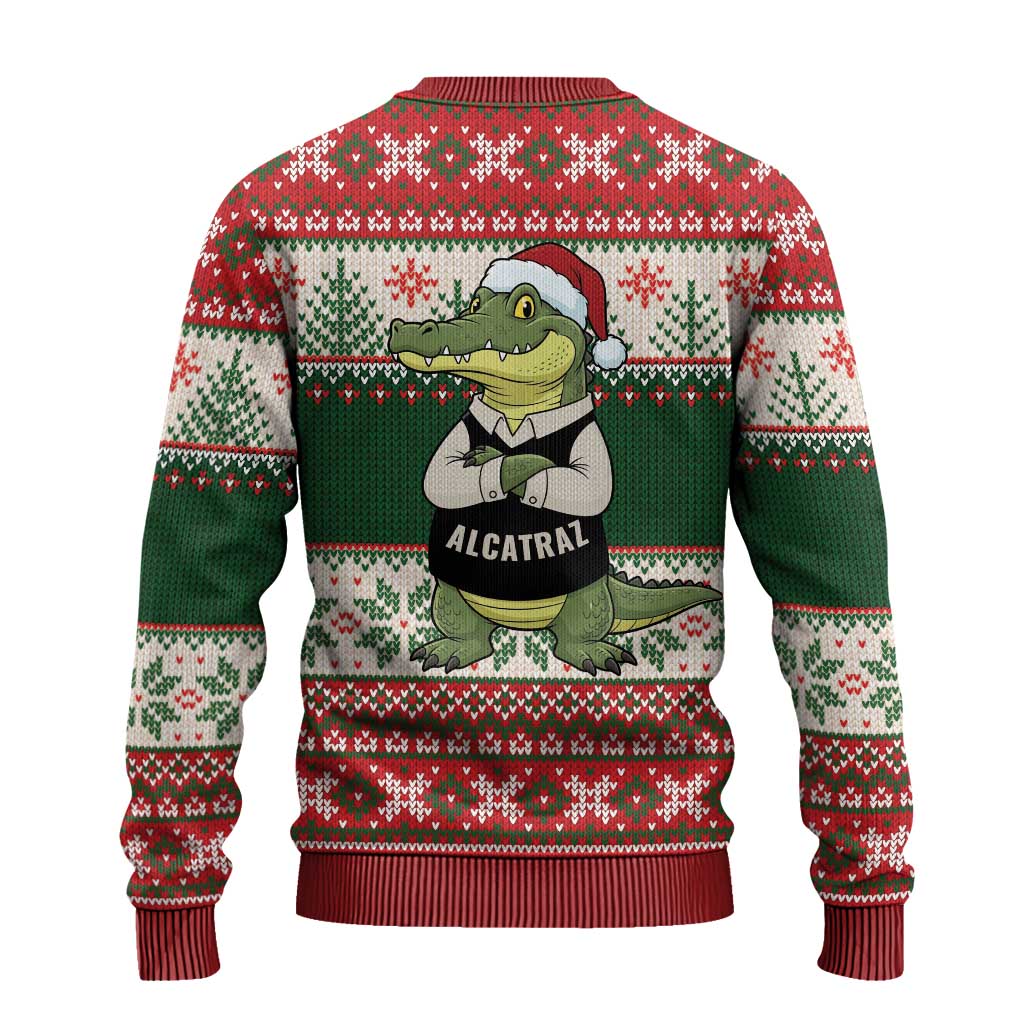 Funny Christmas Alligator Santa Ugly Christmas Sweater Knitted Pattern - Wonder Print Shop