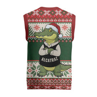 Funny Christmas Alligator Santa Christmas Knitted V-Neck Vest Knitted Pattern - Wonder Print Shop