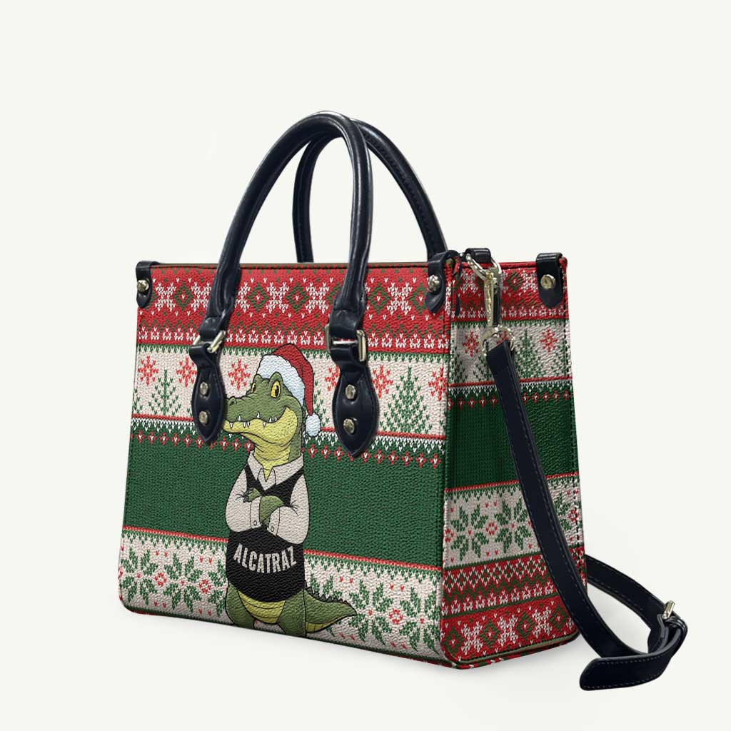 Funny Christmas Alligator Santa Leather Bag Knitted Pattern - Wonder Print Shop