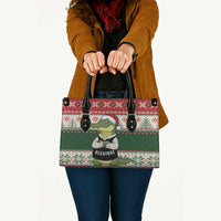 Funny Christmas Alligator Santa Leather Bag Knitted Pattern - Wonder Print Shop