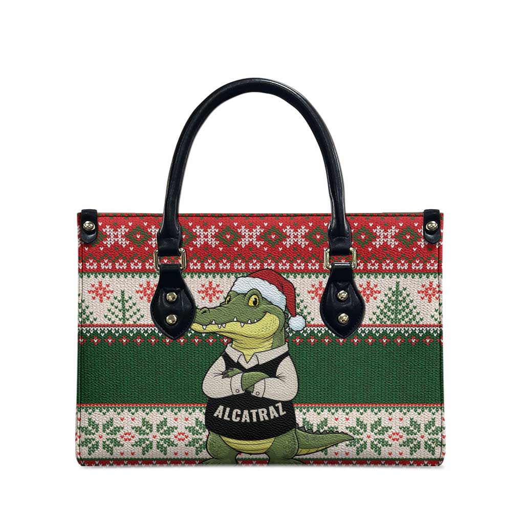 Funny Christmas Alligator Santa Leather Bag Knitted Pattern - Wonder Print Shop