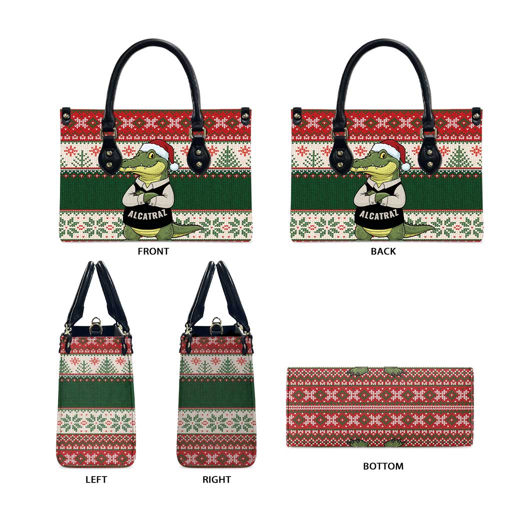 Funny Christmas Alligator Santa Leather Bag Knitted Pattern - Wonder Print Shop