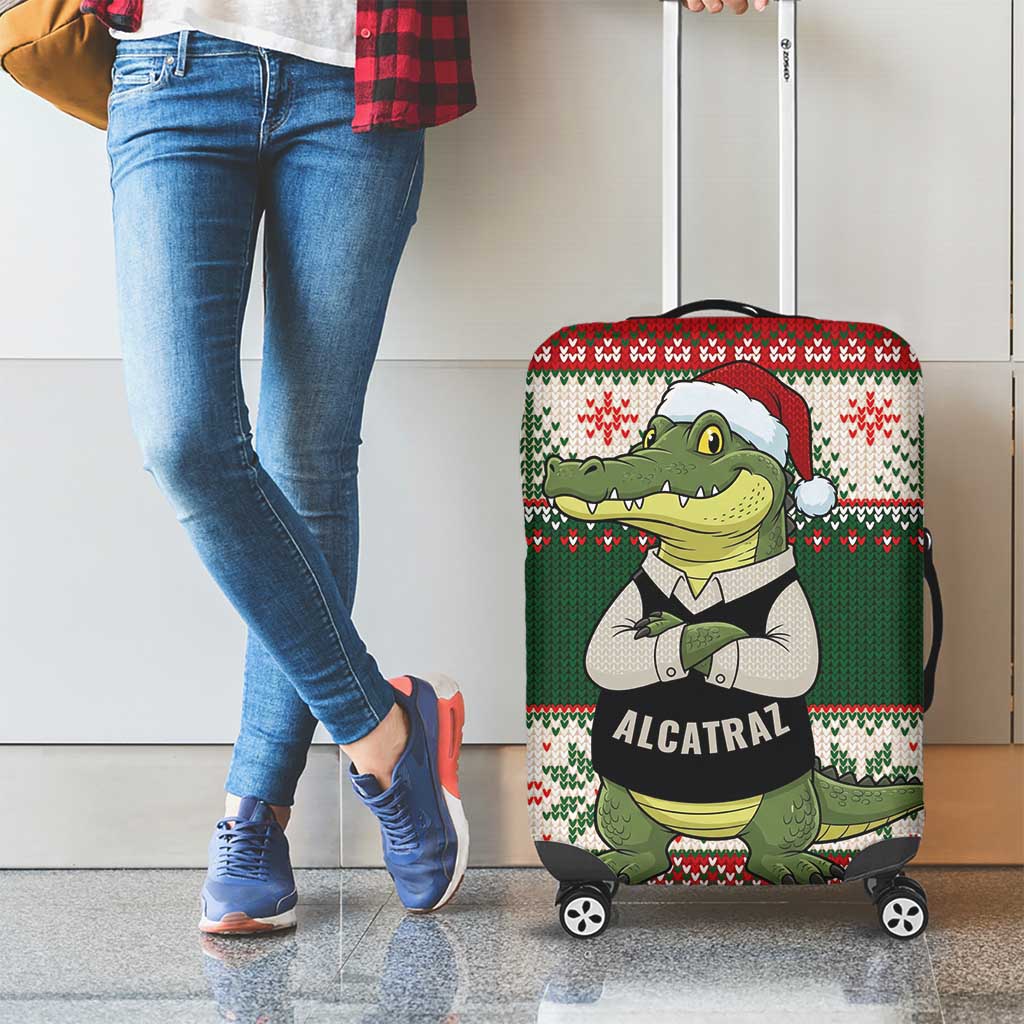 Funny Christmas Alligator Santa Luggage Cover Knitted Pattern - Wonder Print Shop