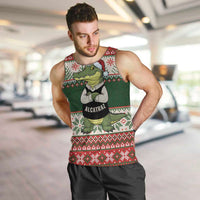 Funny Christmas Alligator Santa Men Tank Top Knitted Pattern - Wonder Print Shop