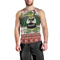 Funny Christmas Alligator Santa Men Tank Top Knitted Pattern - Wonder Print Shop