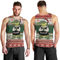 Funny Christmas Alligator Santa Men Tank Top Knitted Pattern - Wonder Print Shop