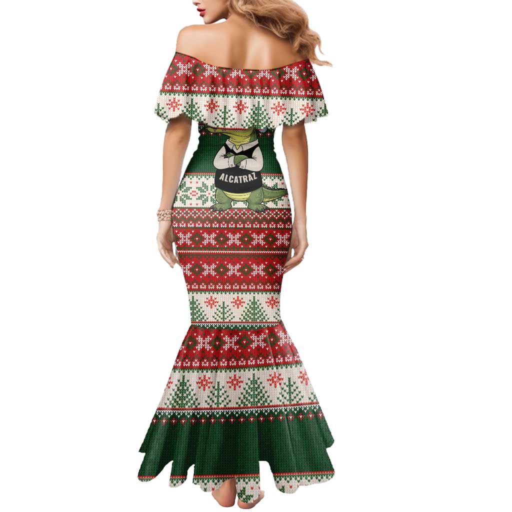 Funny Christmas Alligator Santa Mermaid Dress Knitted Pattern - Wonder Print Shop