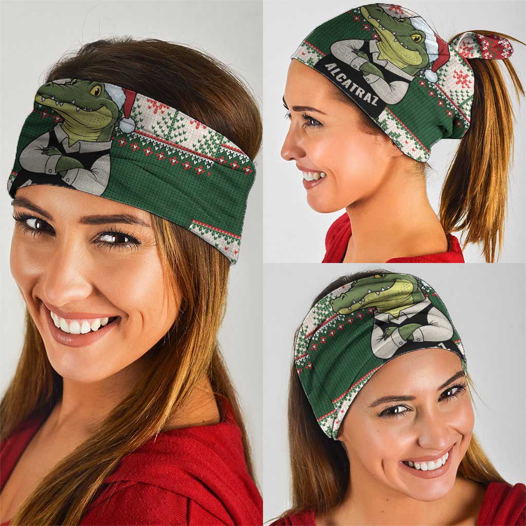 Funny Christmas Alligator Santa Neck Gaiter Knitted Pattern - Wonder Print Shop