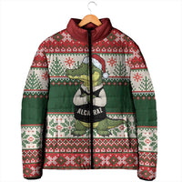 Funny Christmas Alligator Santa Padded Jacket Knitted Pattern - Wonder Print Shop