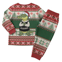 Funny Christmas Alligator Santa Christmas Pajama Set Knitted Pattern - Wonder Print Shop